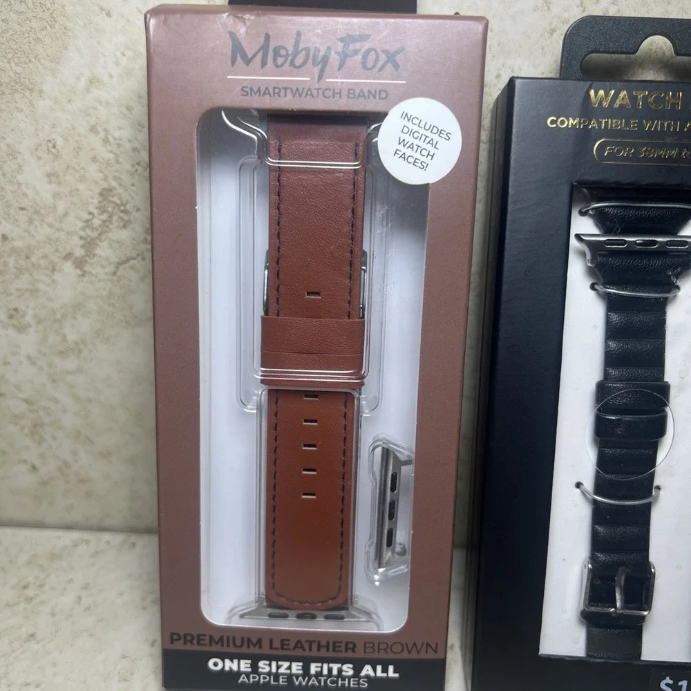 New! Lot‎ Of 3 Watch Bands For Apple Watch (38mm To 41mm) Black Silver Clasp NIB